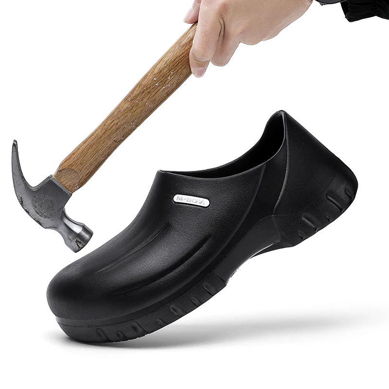 Zoccoli di sicurezza da cucina professionali Scarpe da lavoro da chef impermeabili con puntale in acciaio Lavorazione industriale antiscivolo Scatola larga antiscivolo