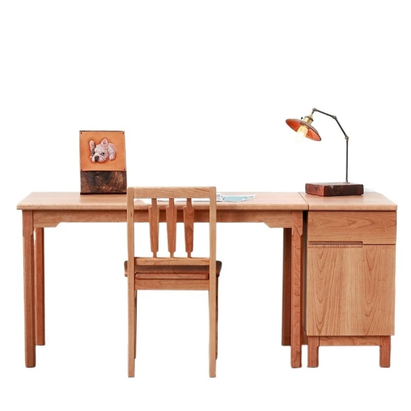 

Cherry wood desk solid wood table writing desk function table combination side table design work