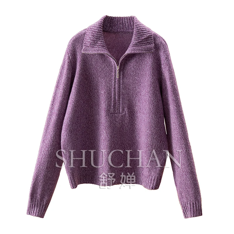 Fancy Yarn Warm100 Wool Half Zipper Sweater Women Pullover  Sweater Women  Casacos De Inverno Feminino  Korean Fashion