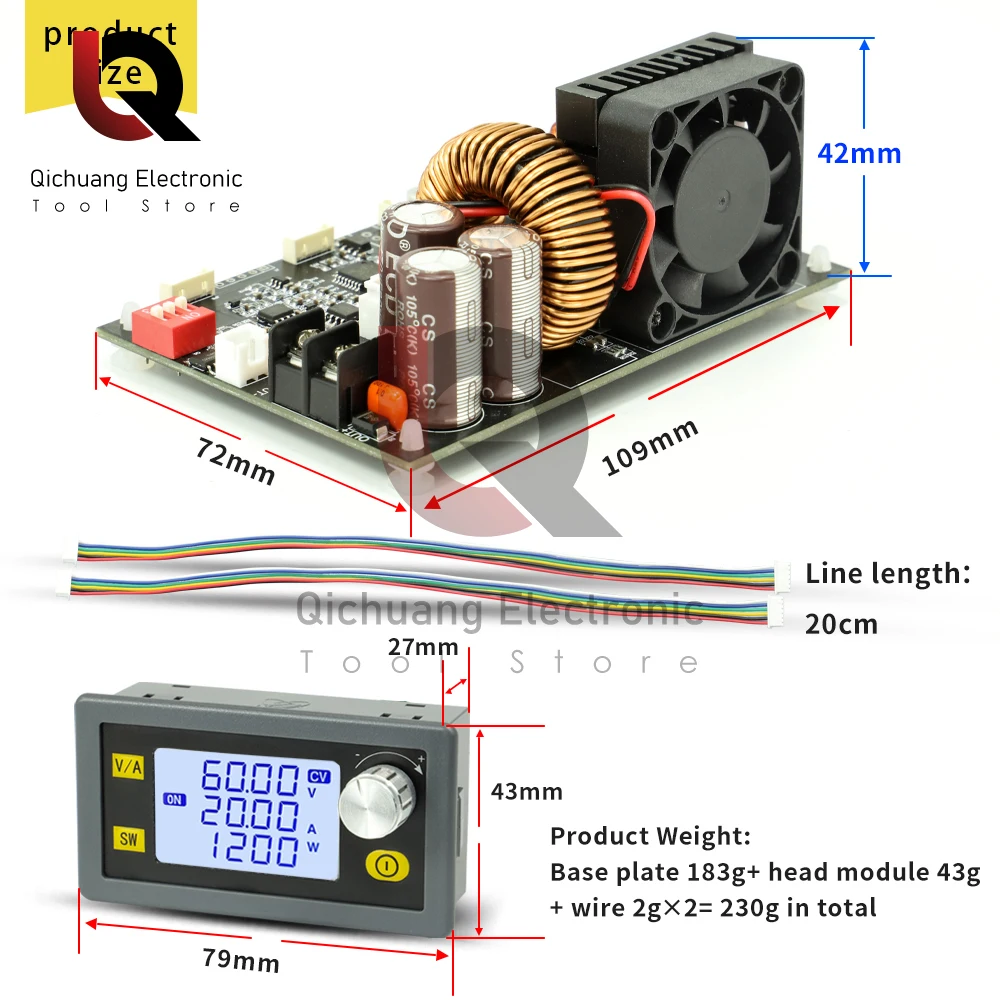 XY6020L CNC Adjustable DC Stabilized Voltage Power Supply Constant Voltage and Constant Current 20A/1200W Step-down Module