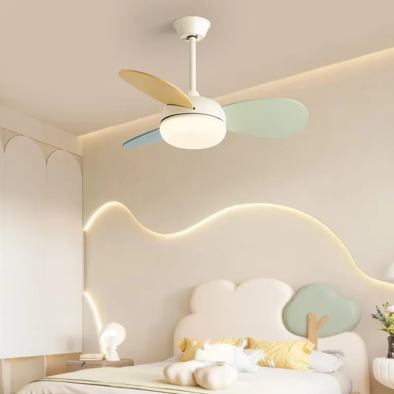 Nordic Fan Light 3 leaves Smart Fan Light Ceiling Macaron 36 42 Inch Ceiling Fan Light Remote Control Kids Bedroom Dining Room