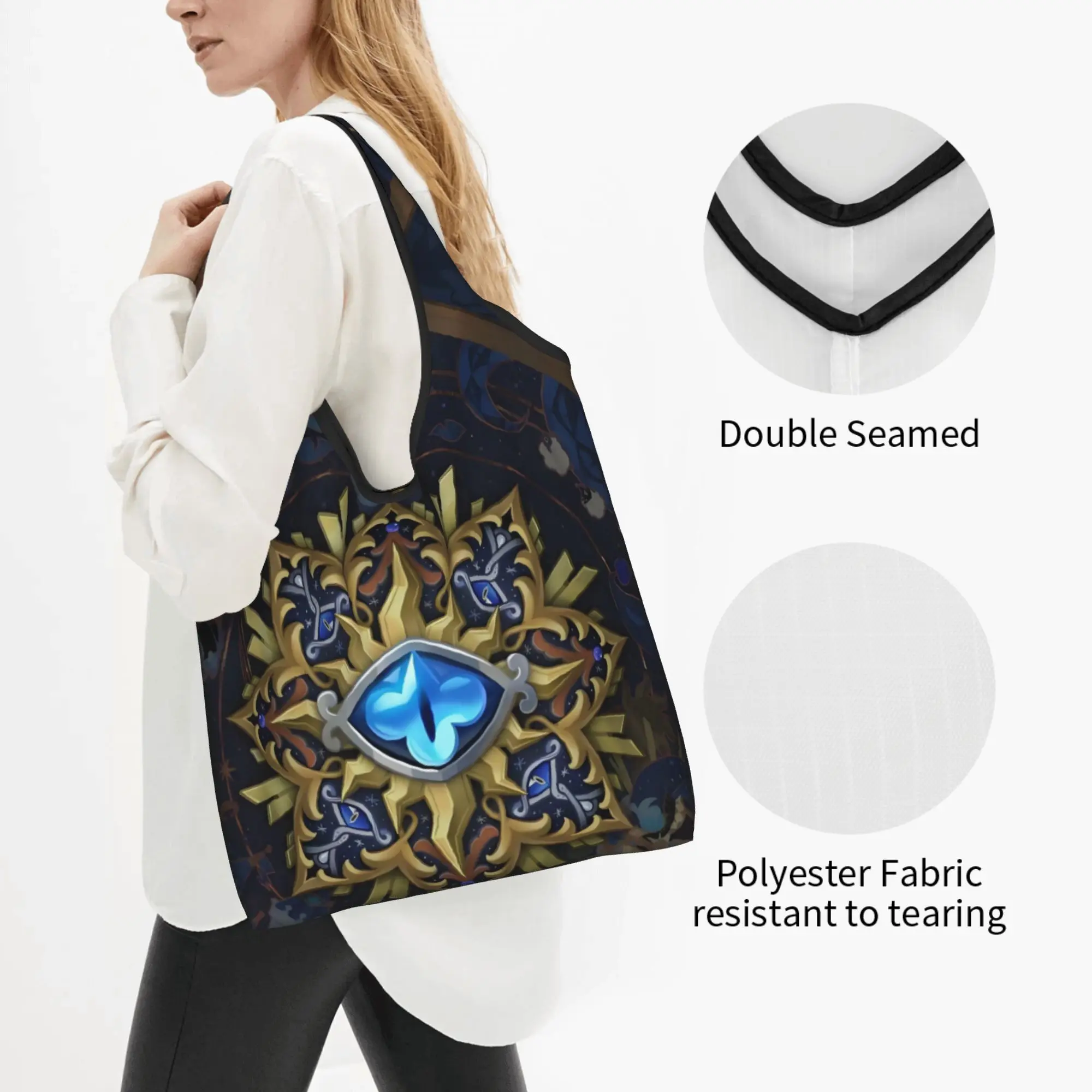 Cookie Run Kingdom Game Anime  Groceries Shopping Bag Funny Shopper Tote Shoulder Bag Large Capacity Portable Cartoon  Handbag