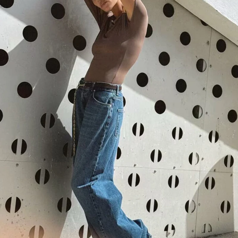 Frühling 2025, asymmetrisch, mehrfarbig, einfach, vielseitig, Damen-SLE-Top, Street Faion, normale Länge, Polyesterfaser-T-Shirt