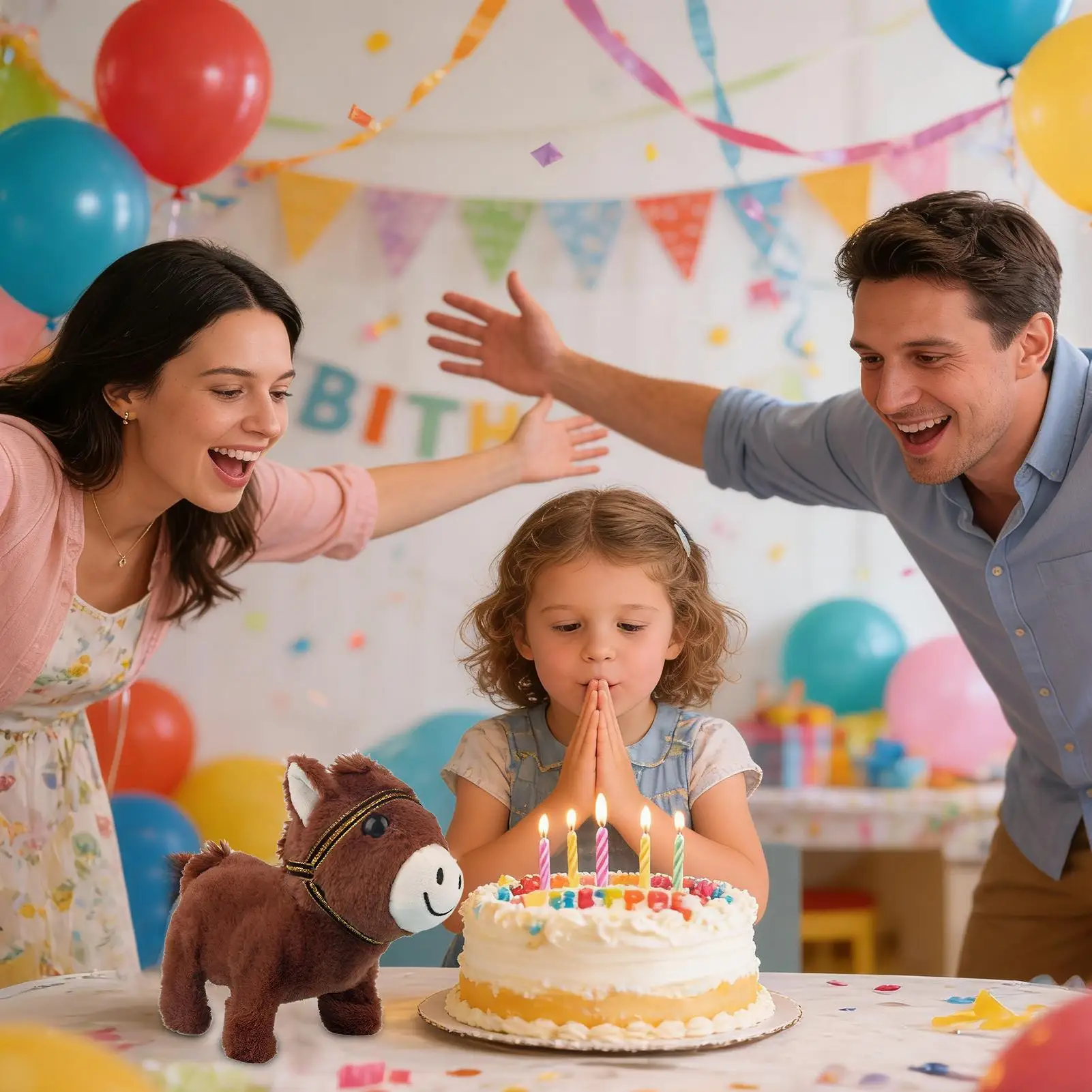 Nowa, urocza, symulacyjna, elektryczna zabawka pluszowa w kształcie konia, animowana maskotka, świetny prezent dla dzieci i dorosłych.