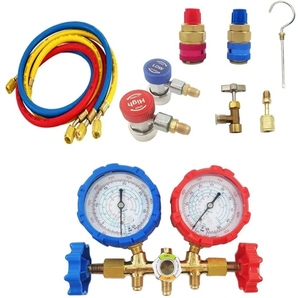 AC Refrigeration Gauge Air Conditioning Tool For Air Conditioning Maintenance Brass Manifold For R404A Color Coding