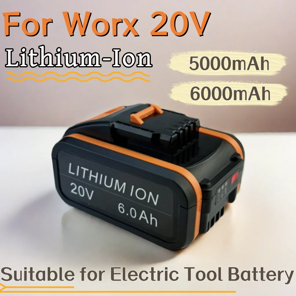 

20V 5.0Ah/6.0Ah Li-ion Rechargeable Battery WA3551 WA3553 Replace,for Worx 20V Cordless Power Tools WA3572 WX176 WX178 WG546E