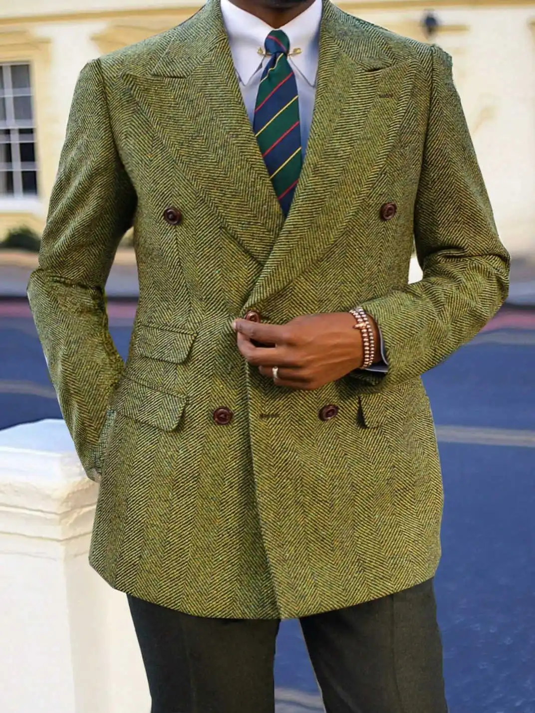 カスタマイズされた冬ツイードビジネスメンズコートジャケット高品質暖かい男性タキシードプロムディナービジネスブレザーのみ 1 ピース