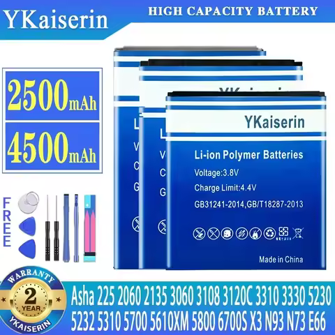 YKaiserin Battery BL-5CB BLC-2 BL-4CT BP-5M BL-4UL BV-6A BL-5J BL-4U BP-6M for Nokia 3108 2135 E66 3120C Asha 225 N93 N73 5700
