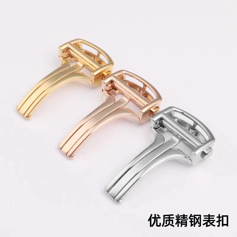 Пряжка для часов Cartier BALLON BlEU Tank Caliber 12 14 16 18 20 мм Серебро Розовое золото Высококачественная складная пряжка из твердой металлической стали