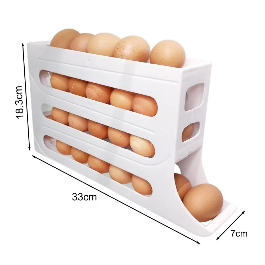 Fridge Egg Holder Four Layer Automatic Space-Saving 30 Eggs Organizer Refrigerator Side Door Egg Dispenser Egg Storage Container