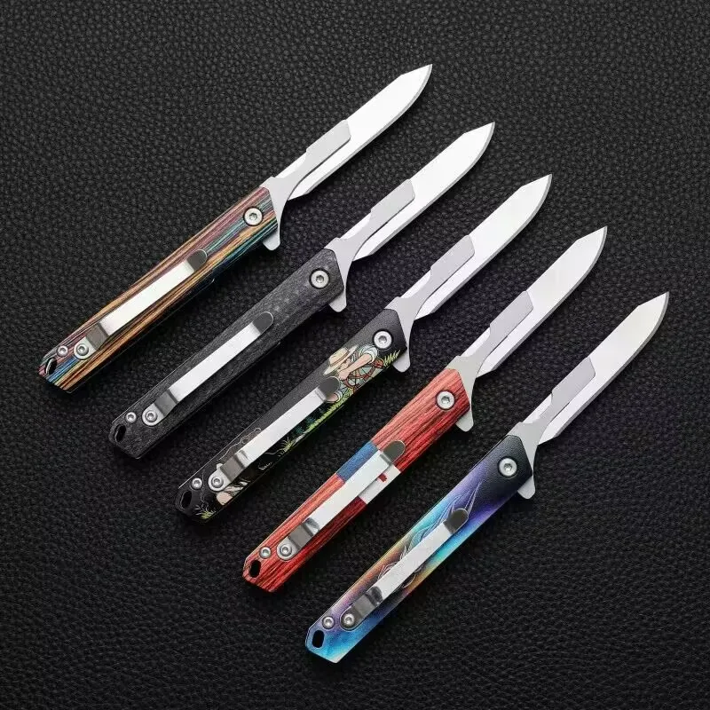 Stainless steel folding knife size 60, sharp paper cutting knife, camping unboxing, outdoor carving tool, exchange for 60 blades