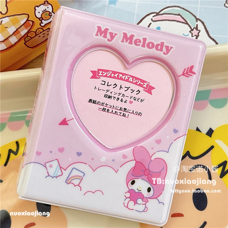 Kawaii Sanrios Mini Photo Album 3 Inch Anime Kuromi Cinnamoroll My Melody Pochacco Pompompurin Tuxedosam Idoll Photocard Holder