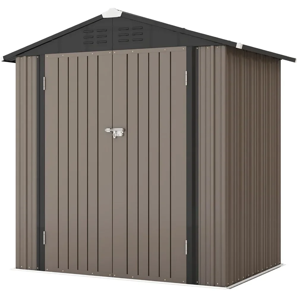 6x4 FT Outdoor Storage Shed, Garden Tool Storage Shed with Sloping Roof and Double Lockable Door, Outdoor Shed