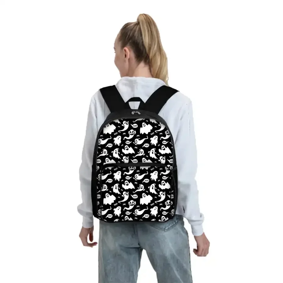 Ghost Pattern Square Front Pocket Backpack For Boy And Girls Best Gifts 3D Cartoon School Bag For Children