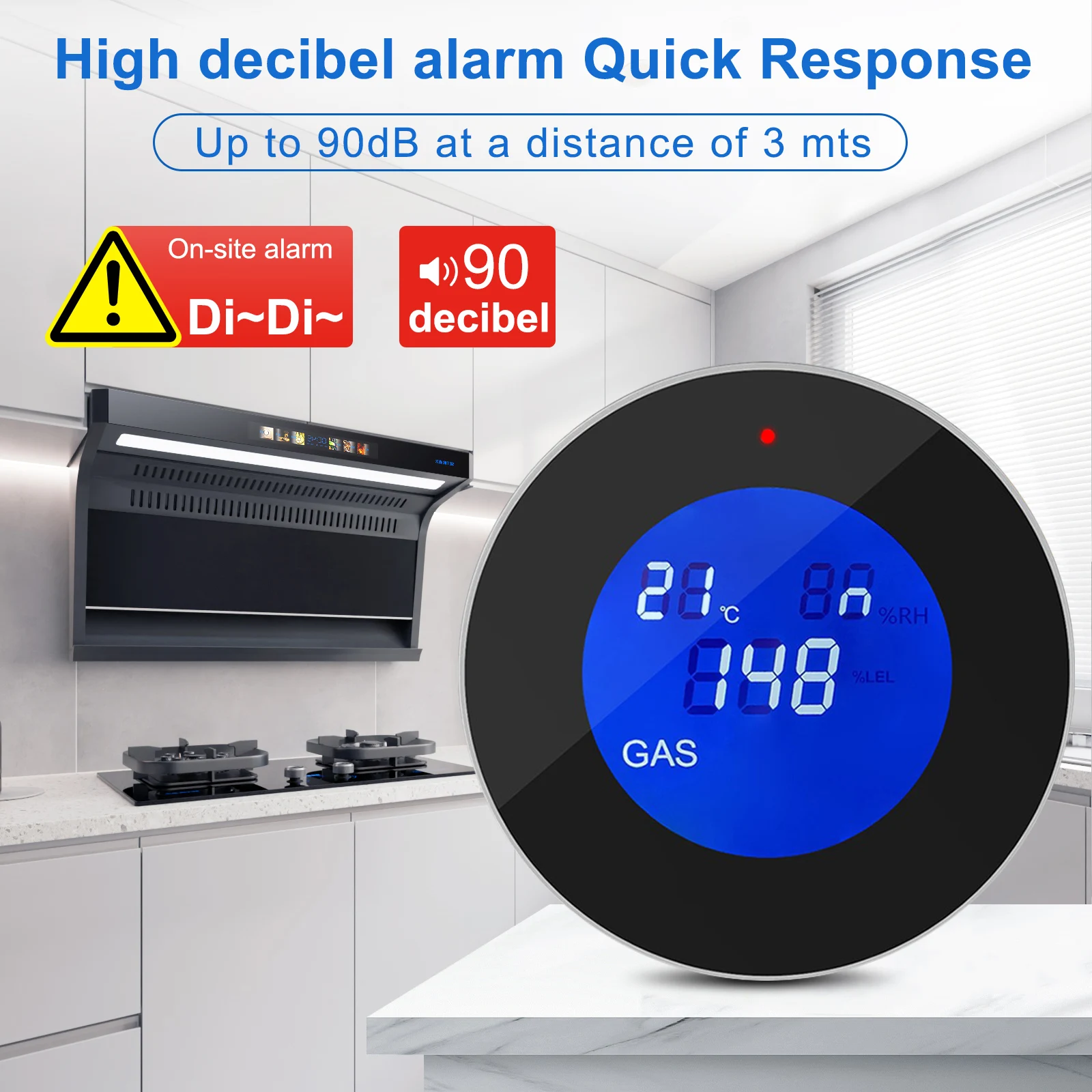 Rilevatore di gas domestico wireless intelligente TuyaWiFi con display a LED Allarme perdite di gas