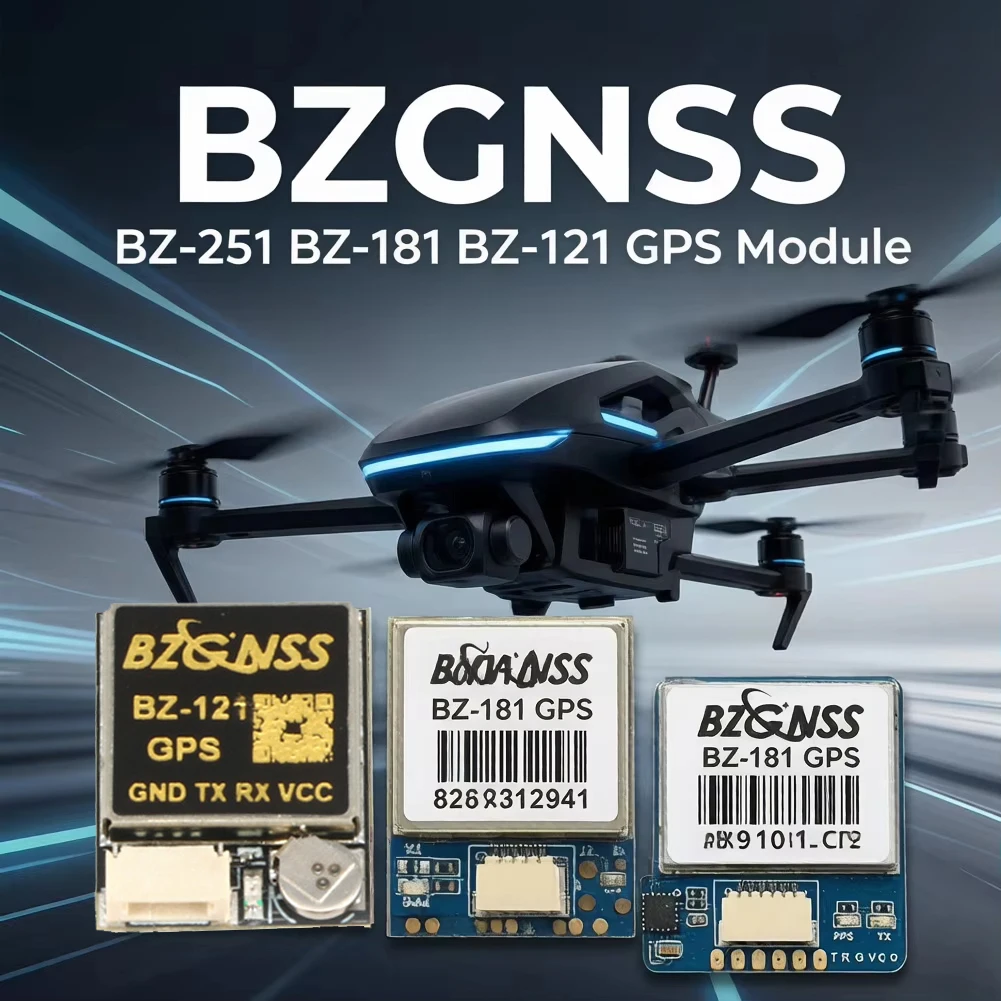 Módulo GPS BZGNSS BZ-251 BZ-181 BZ-121 de Protocolo Duplo para FPV, Retorno e Voo Estacionário, Peças para Drones de Resgate e Retorno de Asa Fixa com Controle de Voo F7 F4