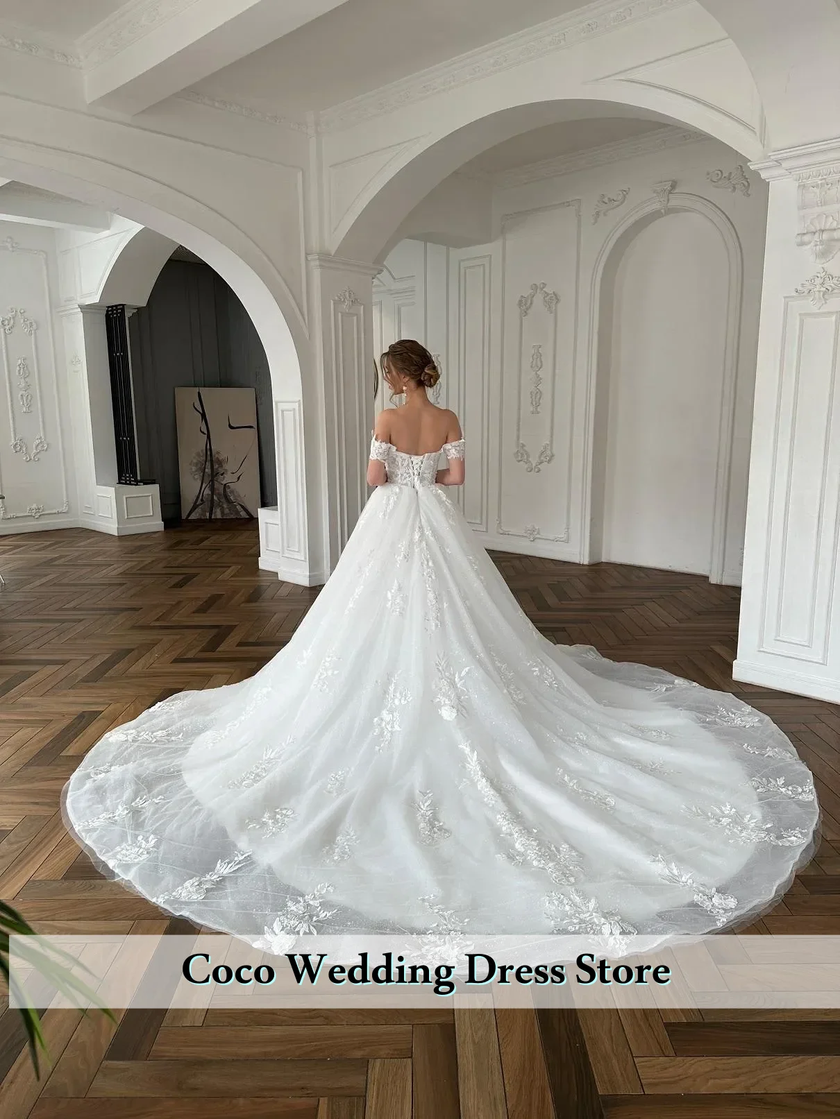 Customized Luxury A-Line Wedding Dress Beading floral patterns princess embroidered layered Delicate Tulle Bridal Gowns
