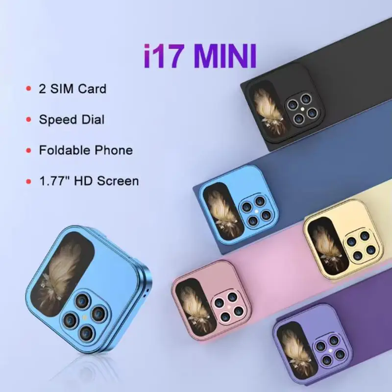 2024 New Mini Flip Mobile Phone Portable Foldable Large Screen Display Phone Blacklist Speed Dial Vibration 2SIM Card Phone