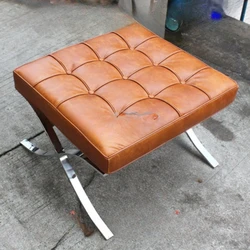 CL3001 Wax Leather Footstool Shoe Change Stool Barcelona Chair Pedal