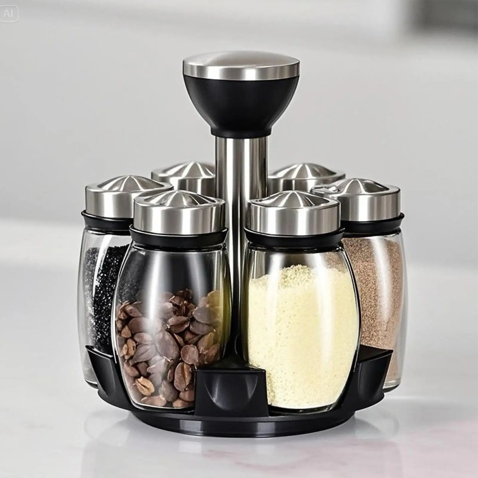 

Стеклянная банка с одной бутылкой и набор банок для специй, стеклянная стойка для приправ, сахара, перца, держатель для солонки, кухонная полка для хранения