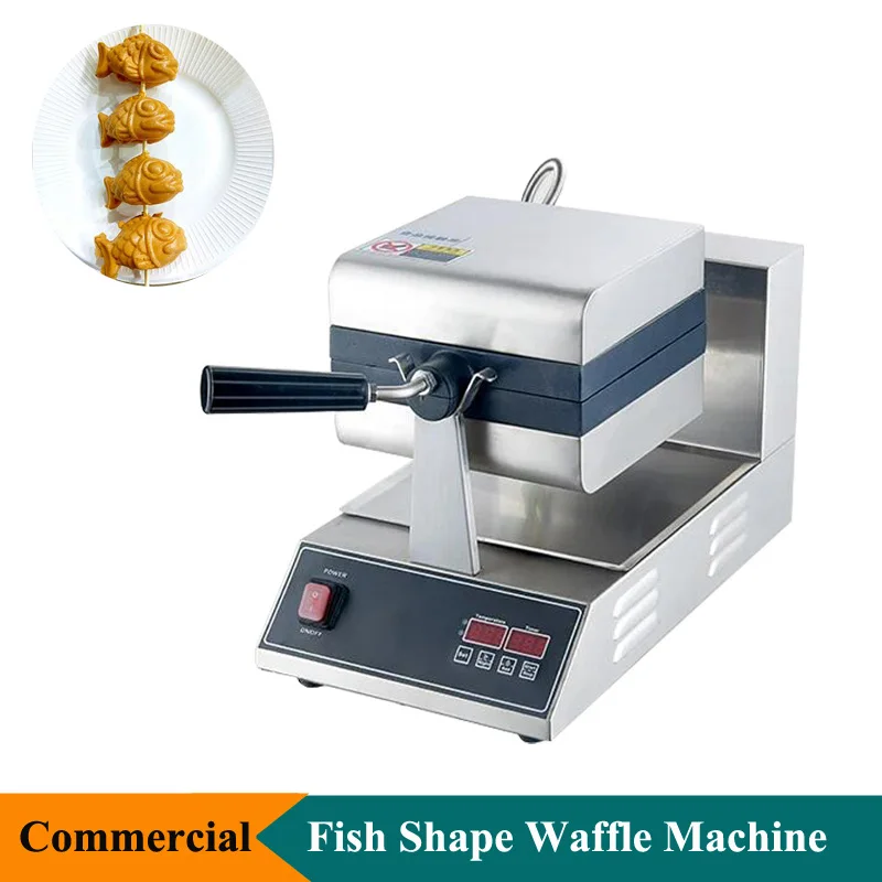 

Digital Display Taiyaki Cake Waffle Making Machine Stainless Steel Waffle Machine Non-Stick Fish Shape Waffle Maker Machine