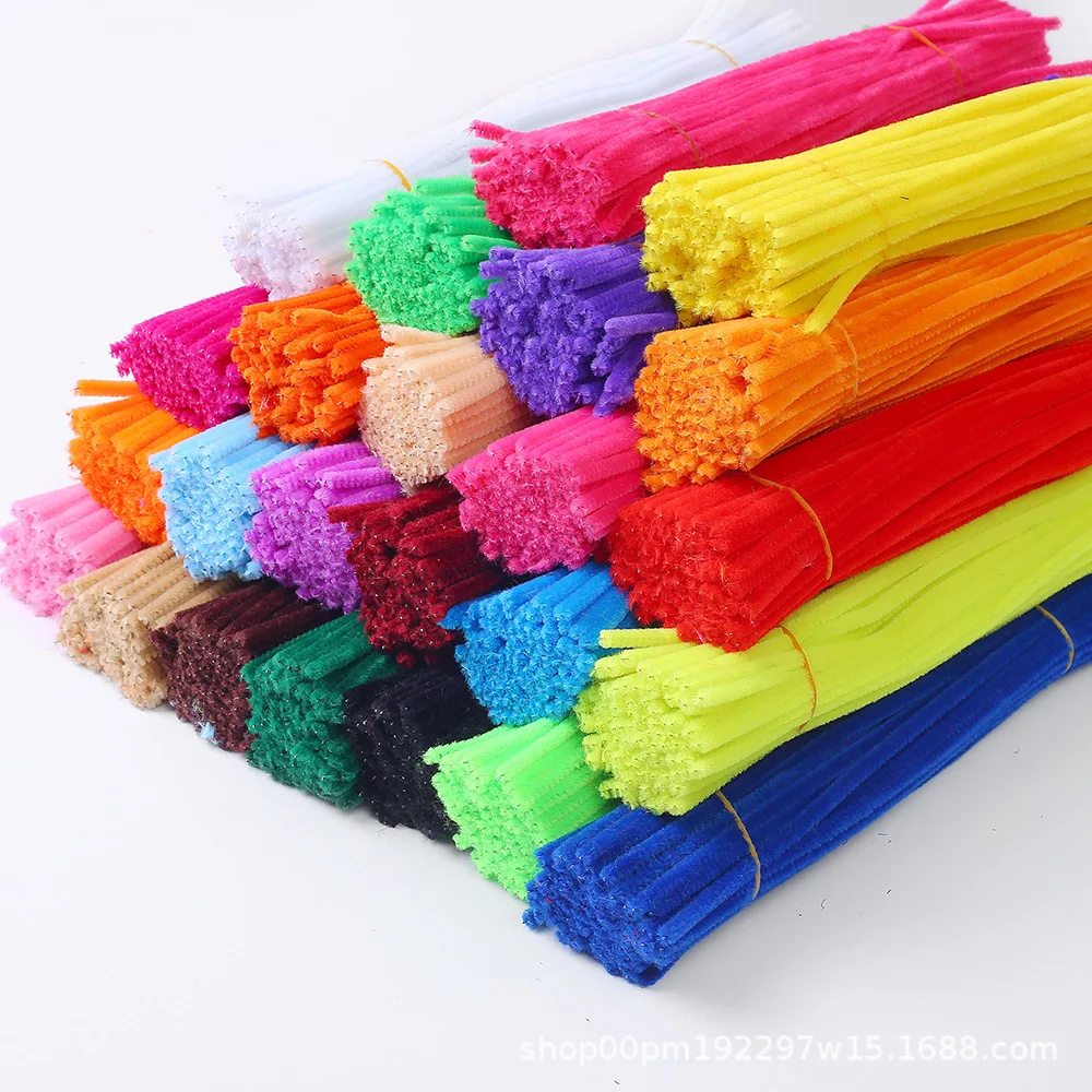 100 pçs colorido chenille hastes vara brinquedos diy tiras para simulação flores árvore de natal artesanal crianças brinquedos educativos diy