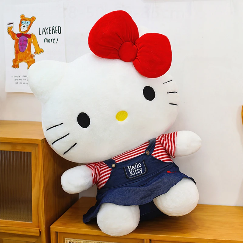 

Kawaii Sanrio плюшевая игрушка молочное платье HelloKitty мягкая кукла милый мультяшный подарок на день рождения для маленьких девочек для детей мягкий плюш большого размера