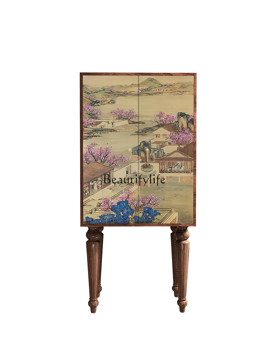 

New Chinese Art Solid Wood Installation-Free Storage Multifunctional Storage High Foot Cabinet