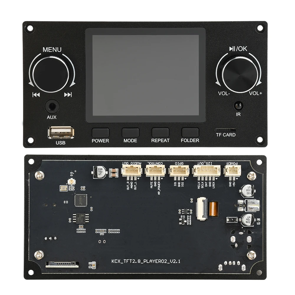 

2.8 Inch TFT Color Screen Lossless Audio Decoding Board Module Amplifier Audio Player DC 4.5-5.0V Car FM Radio Module