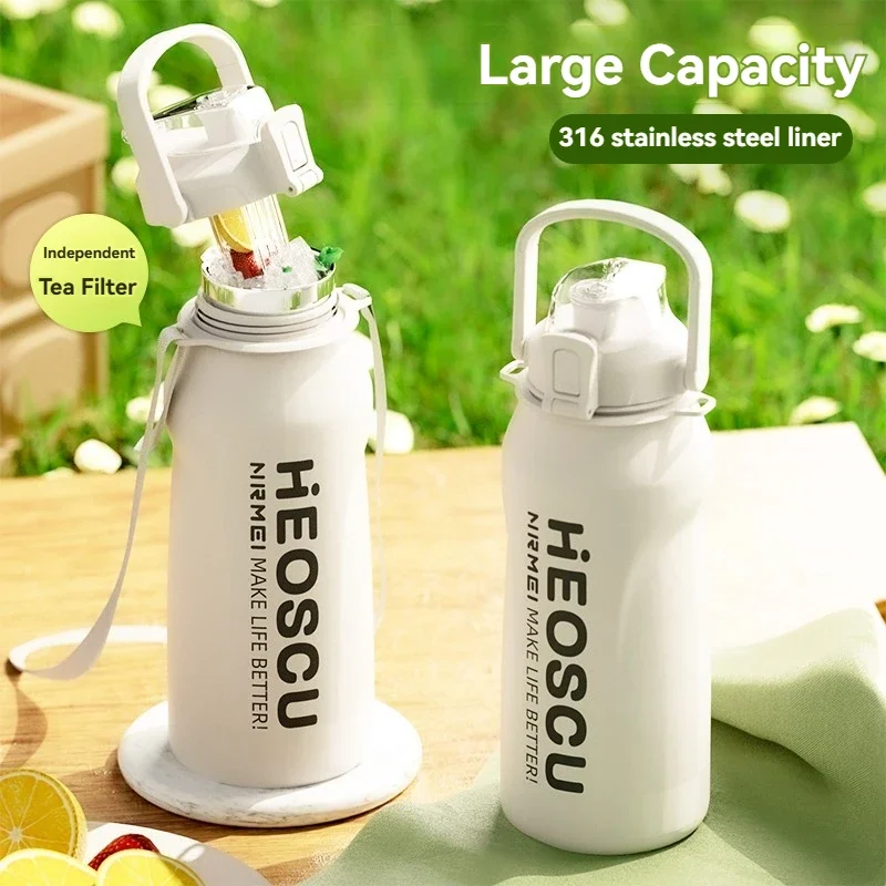 Große Thermosflasche aus Edelstahl, Vakuum-Isolierflasche, kälte- und hitzebeständig, für Camping, Sport und Outdoor-Aktivitäten