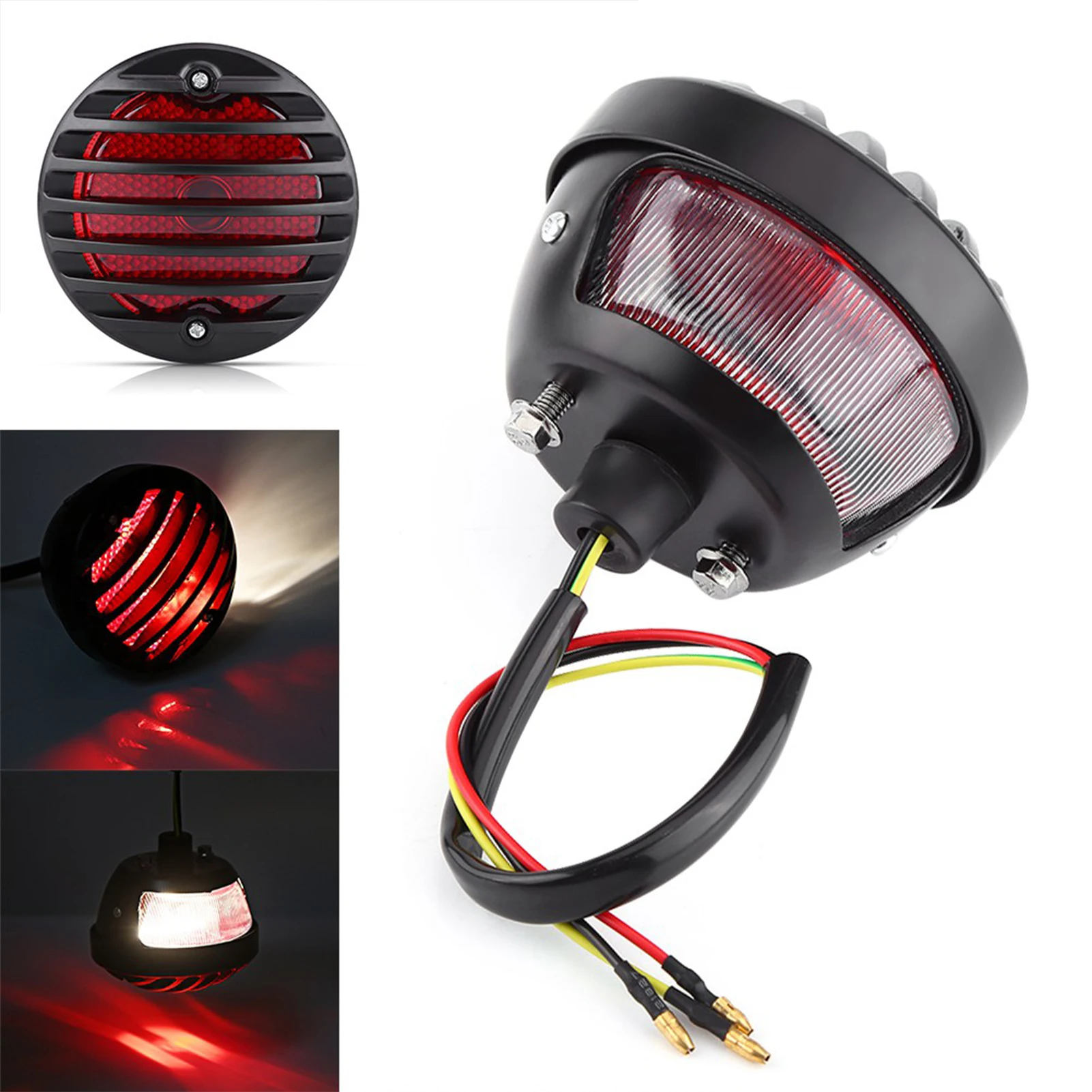 Black Round Motorcycle Tail Brake Light for Bobber Chopper Scooters ATV