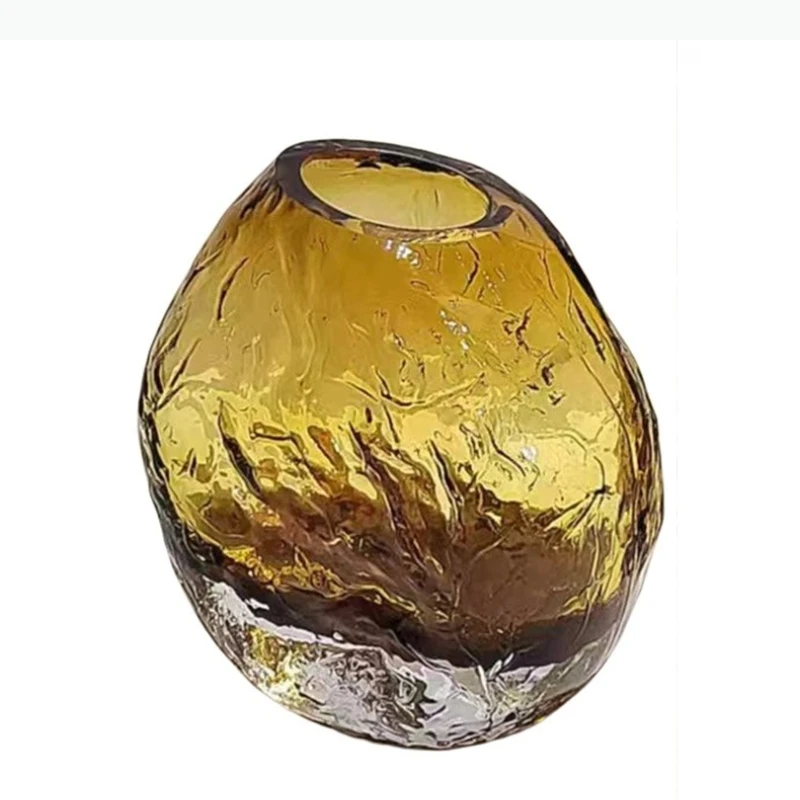 Translucent Glass Vase Ornament Flower Arrangement Hydroponic Vase Artistic Flower Vessels Dried Flower Vases Decorative Vases