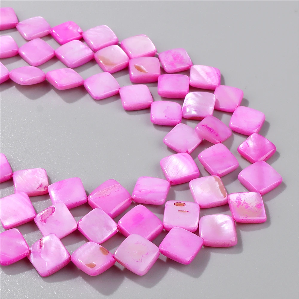 Natural Colorful Mother of Pearl Beads Rhombic Dyed Shell Charm Bead Smooth Loose Spacer Shell Beads for DIY Jewelry Making 15\'\'