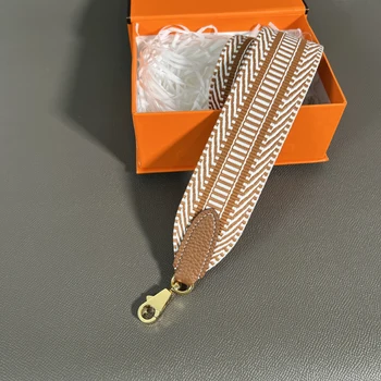 Herbag Evelyn ผ้าใบทอ cowhide Tali bahu สีทอง5ซม. เย็บมือกว้าง