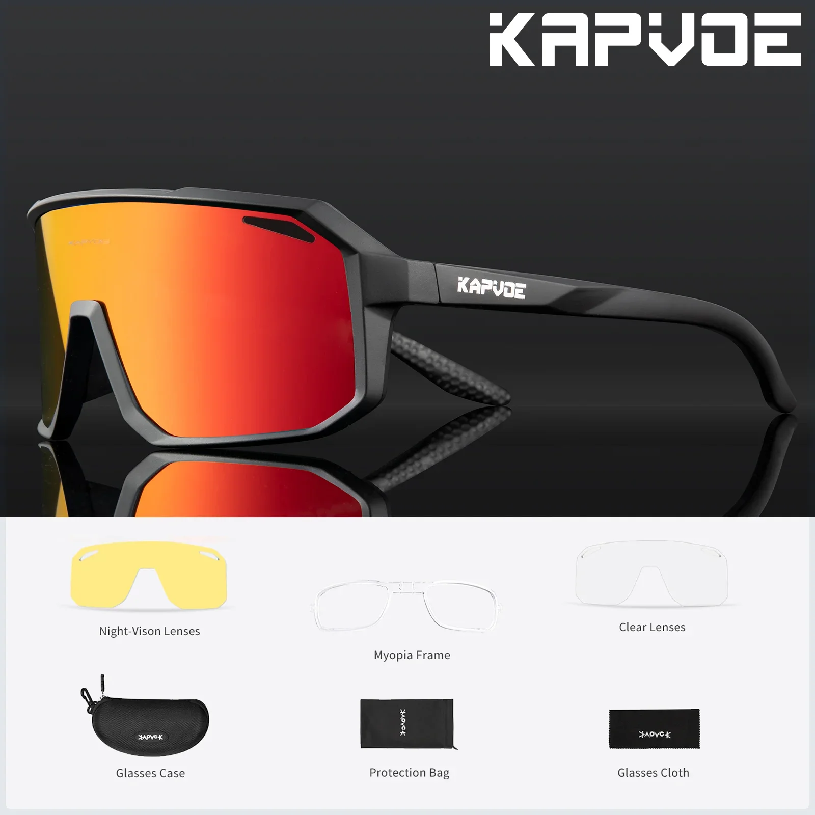 Kapvoe Fahrradbrille für Herren und Damen, Outdoor-Sport, Fahrrad-Sonnenbrille, UV400, MTB, Radfahren, Sonnenbrille, Straßengeschwindigkeit, Fahrradbrille