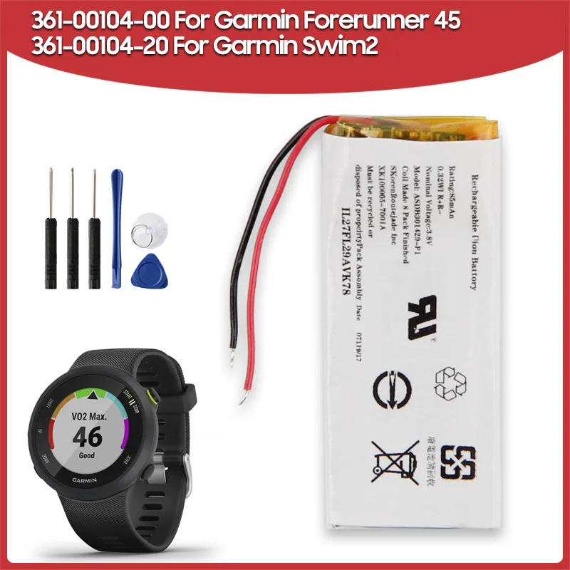 

Replacement Battery 361-00104-20 For Garmin Forerunner 45 361-00104-00 for Garmin Swim2 Ticwatch Express Batteries 85mAh