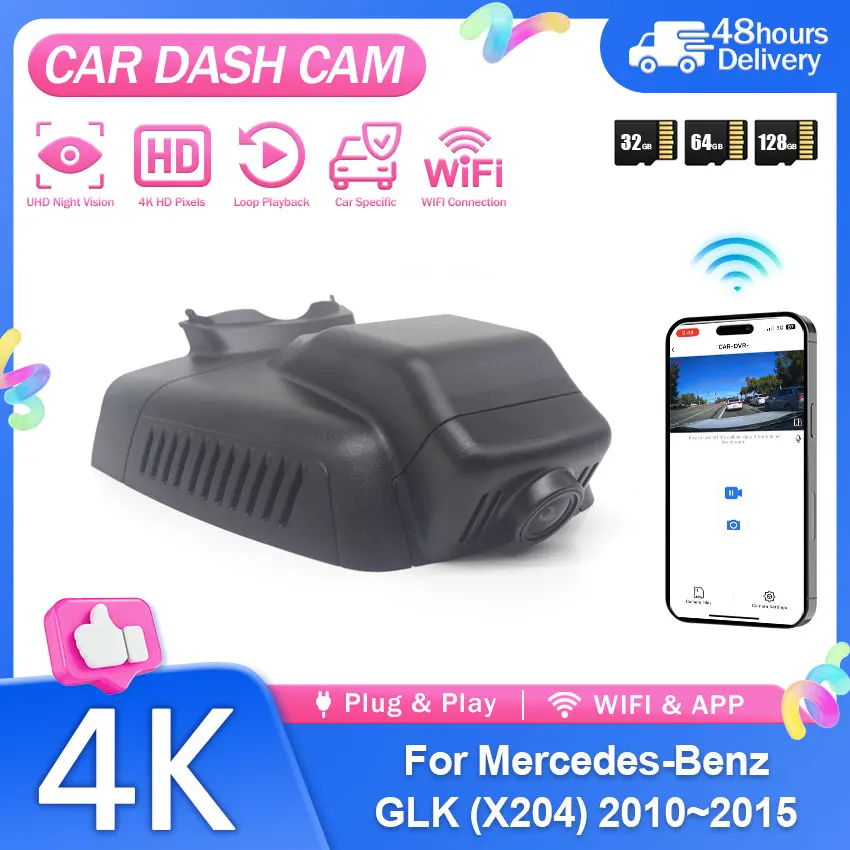 4K Dash Cam Front and Rear  For Mercedes-Benz GLK (X204) 2010-2015 WiFi Camera Car DVR Night Vision  Video Recorder
