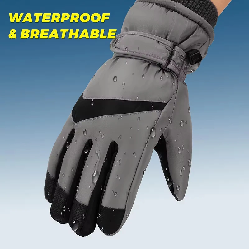 Зимние мотоциклетные перчатки для катания на лыжах унисекс, водонепроницаемые плюшевые толстые перчатки с сенсорным экраном, альпинистское снаряжение