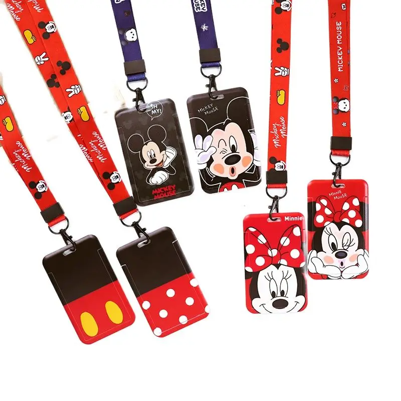 

Disney Mickey ID Card Holders Lanyards Girls Door Card Case Hanging Rope Badge Holder Neck Strap Business Card Small Gift