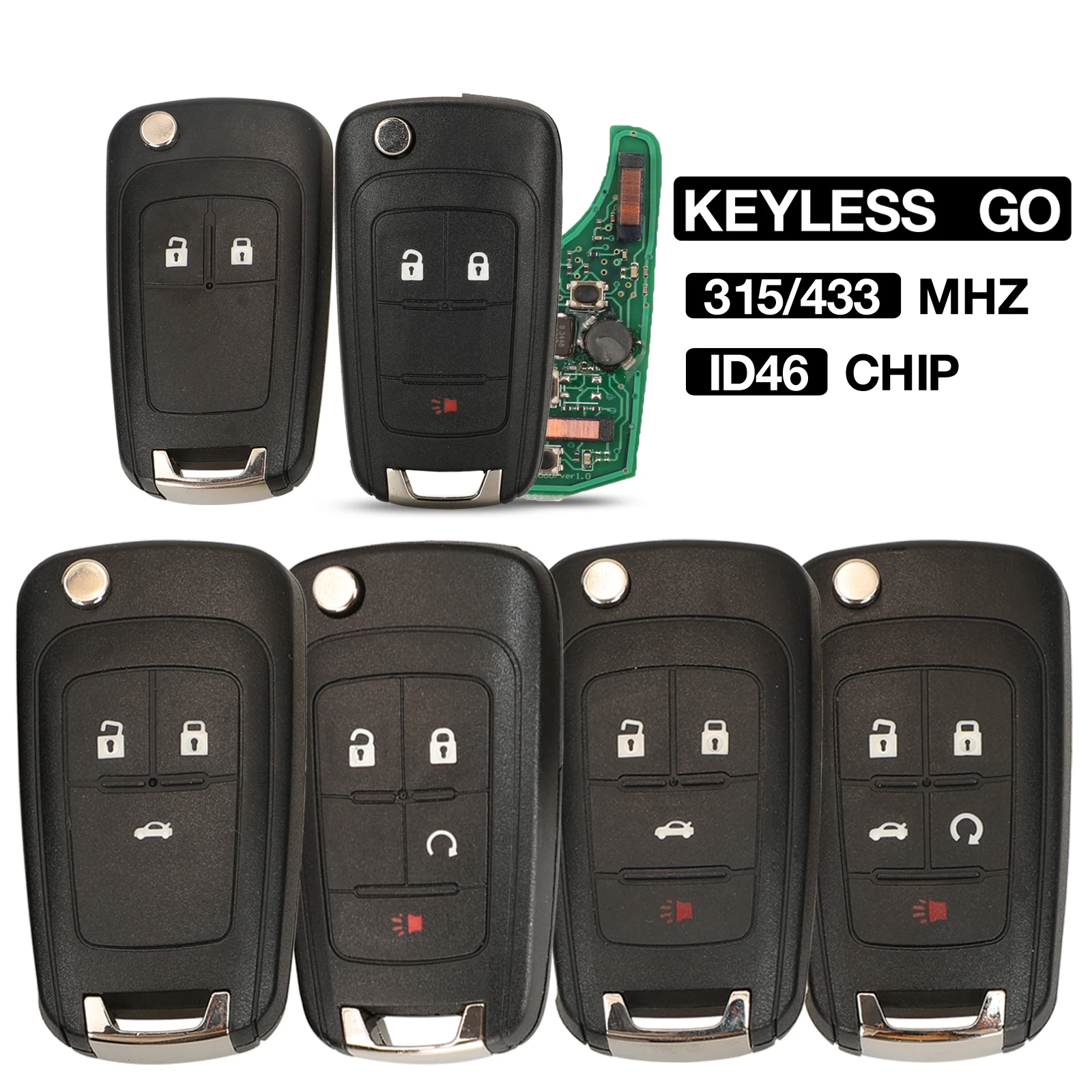 Jingyuqin 2/3/4/5B 315/433MHz ID46 Keyless Go Remote Key per Chevrolet Cruze Aveo Orlando Trax Lacrosse Encore Regal Verano