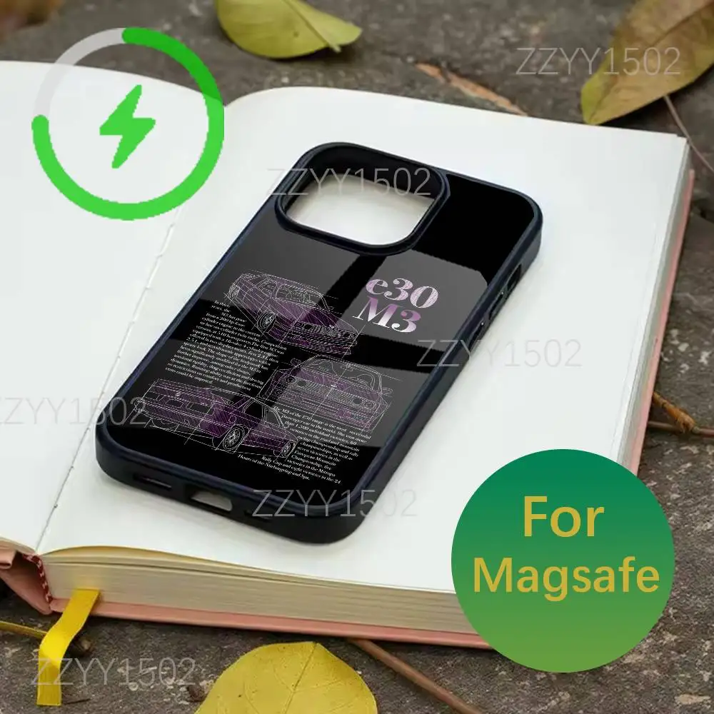 เคสโทรศัพท์ลายรถ BMW E46 M3 สุดเท่ สำหรับ iPhone 17,16,15,14,13,12,11,Pro,Max,Plus,Mini,SE4,E รองรับการชาร์จไร้สาย Magsafe