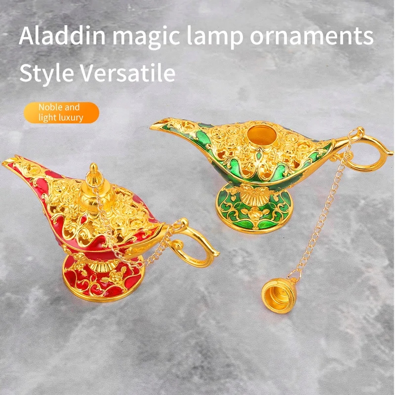 Aladdin lamp ornament, vintage dinner party crafts, creative study wishing lamp. Russian ornaments.