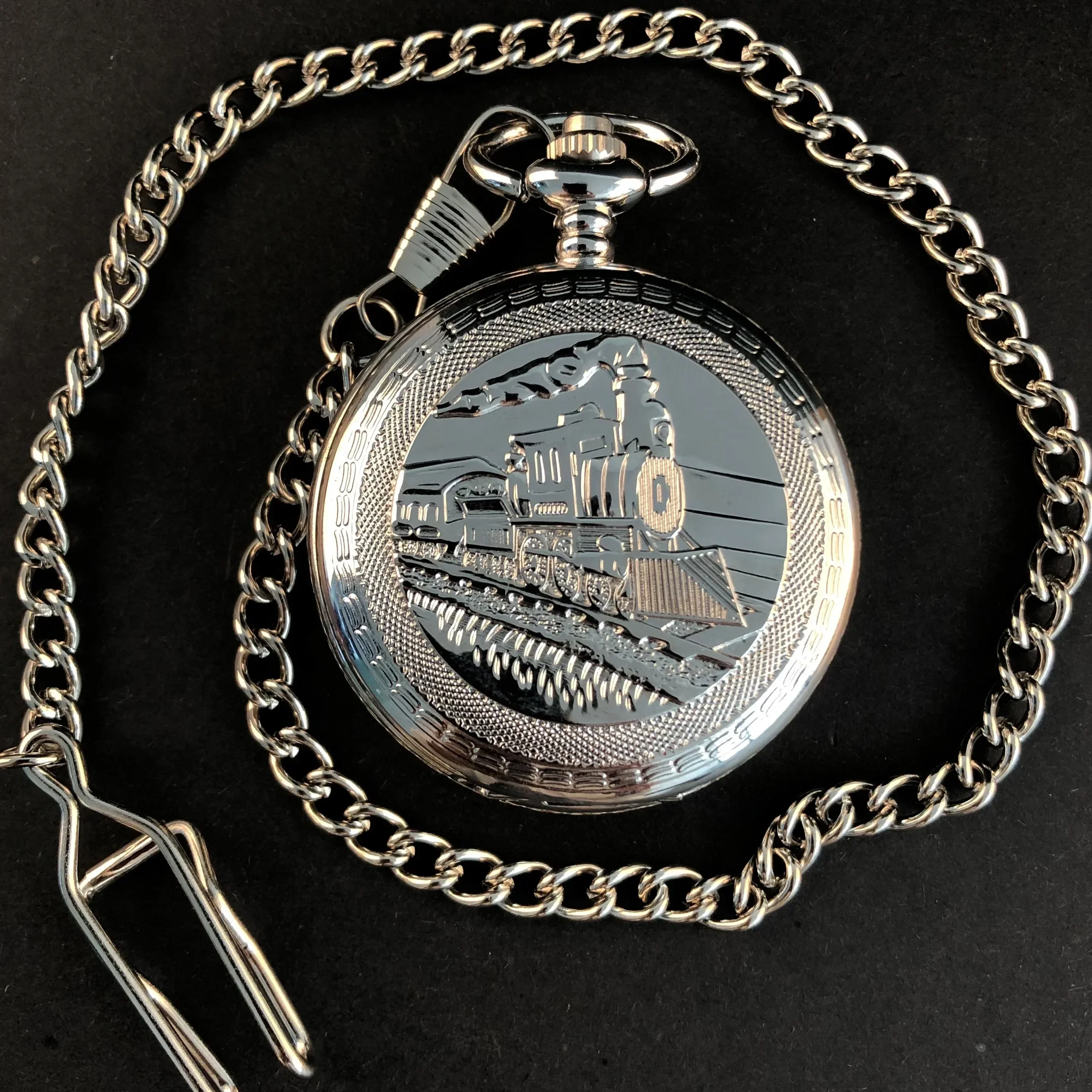 Montre de poche unisexe en argent Vintage, breloque mécanique avec chaîne, montres de poche et Fob, pendentif d'horloge, remontage manuel pour hommes et femmes