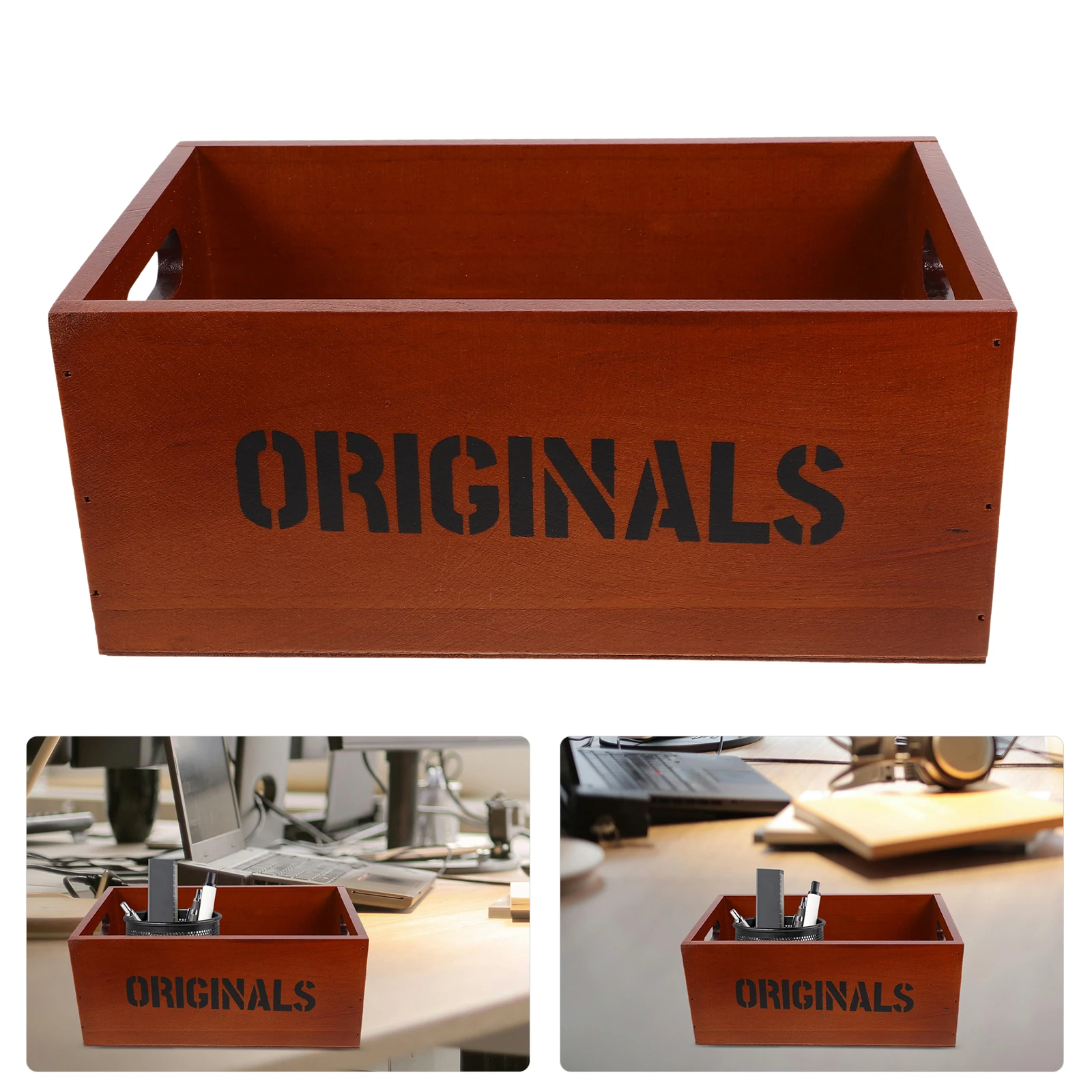 

Wooden Desktop Storage Box Small Size Office ganizer Wood Crates Sundries Container Stylish Lightweight Modern Retro
