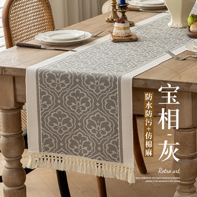 

Водонепроницаемая скандинавская минималистичная обеденная скатерть, длинная тканевая крышка шкафа с краями, декоративный новый настольный флаг