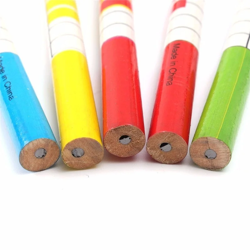 5pcs/lot Musical Note Cartoon Standard Wooden Pencils Stationery for Kids Office School Supplies Pattern Randomly