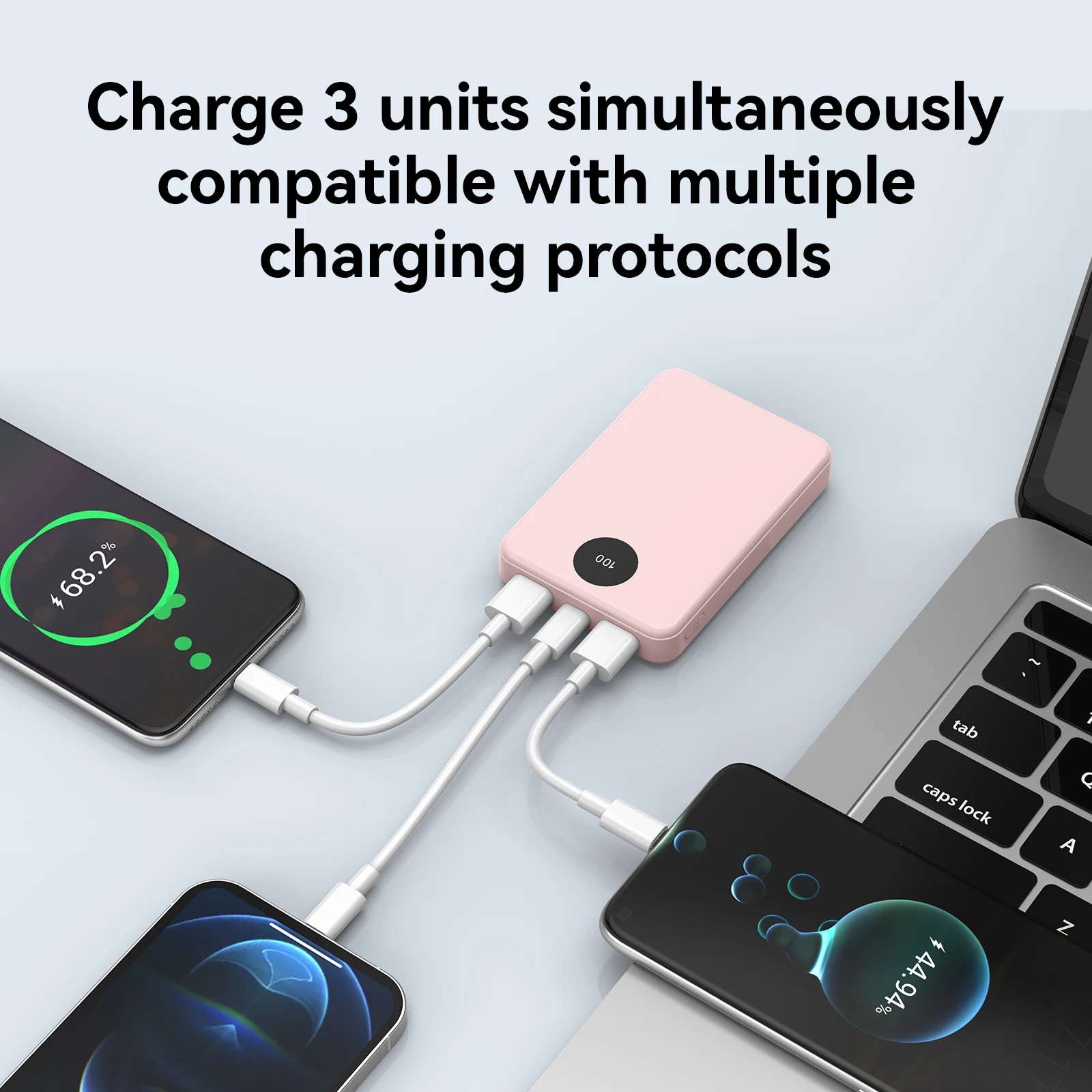 Portable Charger 10000mAh Power Bank, Dual USB Output & USB-C Input Output, Digital Screen Display External Battery for Cell Pho