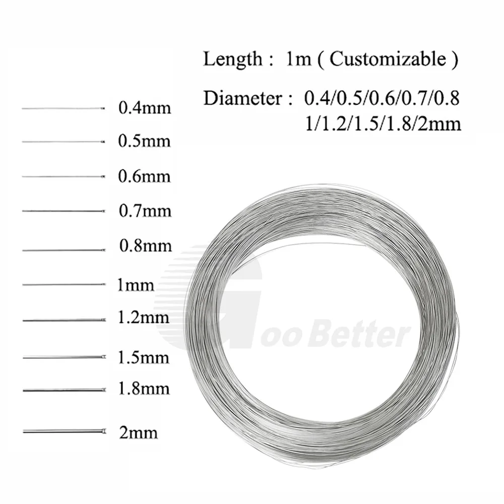 1M 304 Stainless Steel Spring Wire Hard Wire Full Hard Wire Diameter 0.4/0.5/0.6/0.7/0.8/1/1.2/1.5/1.8/2mm Spring Steel Wire