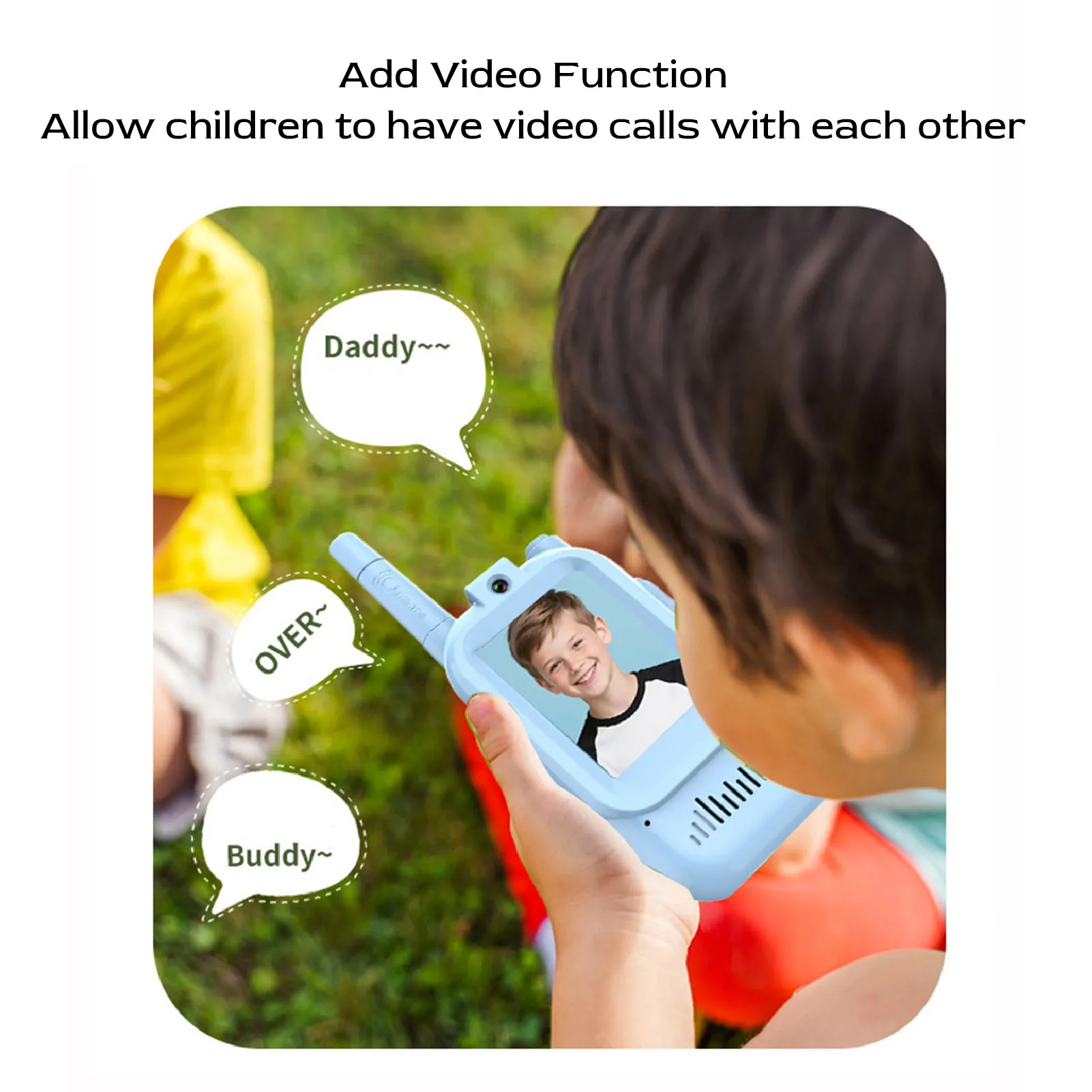Video 2 Way Radio Long Range 3 Voice Modes 6 Volume Levels Kids Video Intercom Toy for Home Yard Shopping Mall Travel