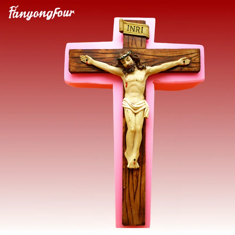 

Fan Yong four silicone mold Jesus cross can be flipped over gypsum resin concrete crafts home ornaments